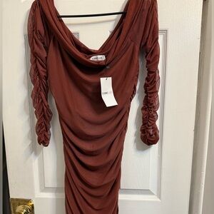 Rust Ruched Dress